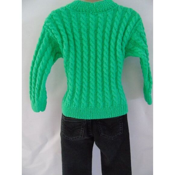 Hand Knitted Toddler Sweater Green Merino Wool Unisex Baby Pullover - Picture 5 of 5